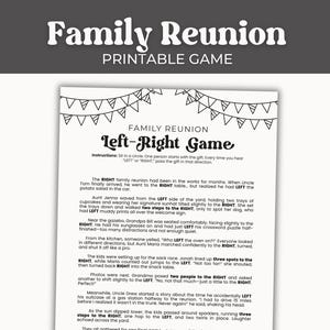 Family Reunion Left-Right Game, Family Reunion Pass the Present, Fun Family Reunion Icebreaker, Printable Party Games for Adults and Kids