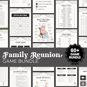 Family Reunion Games, 60+ Family Party Game Bundle, Fun Family Reunion Icebreaker Printable Games for Adults and Kids, Trivia Game Night