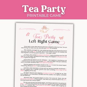 Tea Party Left Right Game, Pass the Present, Bridal Party Games, Ladies Tea Party Printable Games, Slumber Party Games for Kids and Adults