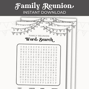 Family Reunion Word Search Games, Family Reunion Word Hunt Printable Game, Fun Family Reunion Icebreaker Printable Games for Adults and Kids