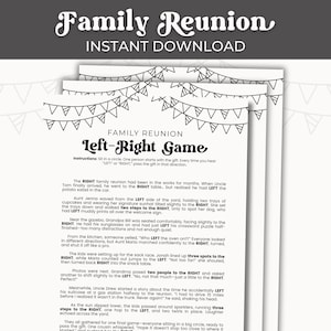 Family Reunion Left-Right Game, Family Reunion Pass the Present, Fun Family Reunion Icebreaker, Printable Party Games for Adults and Kids,
