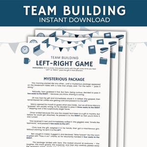Team Building Left Right Game, Office Party Printable Game, Work Games for Team Building, Happy Hour Ideas, Pass the Present, Pass the Prize