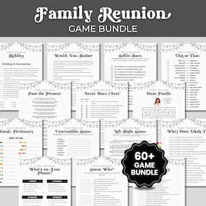 Family Reunion Games, 60+ Family Party Game Bundle, Fun Family Reunion Icebreaker Printable Games for Adults and Kids, Trivia Game Night