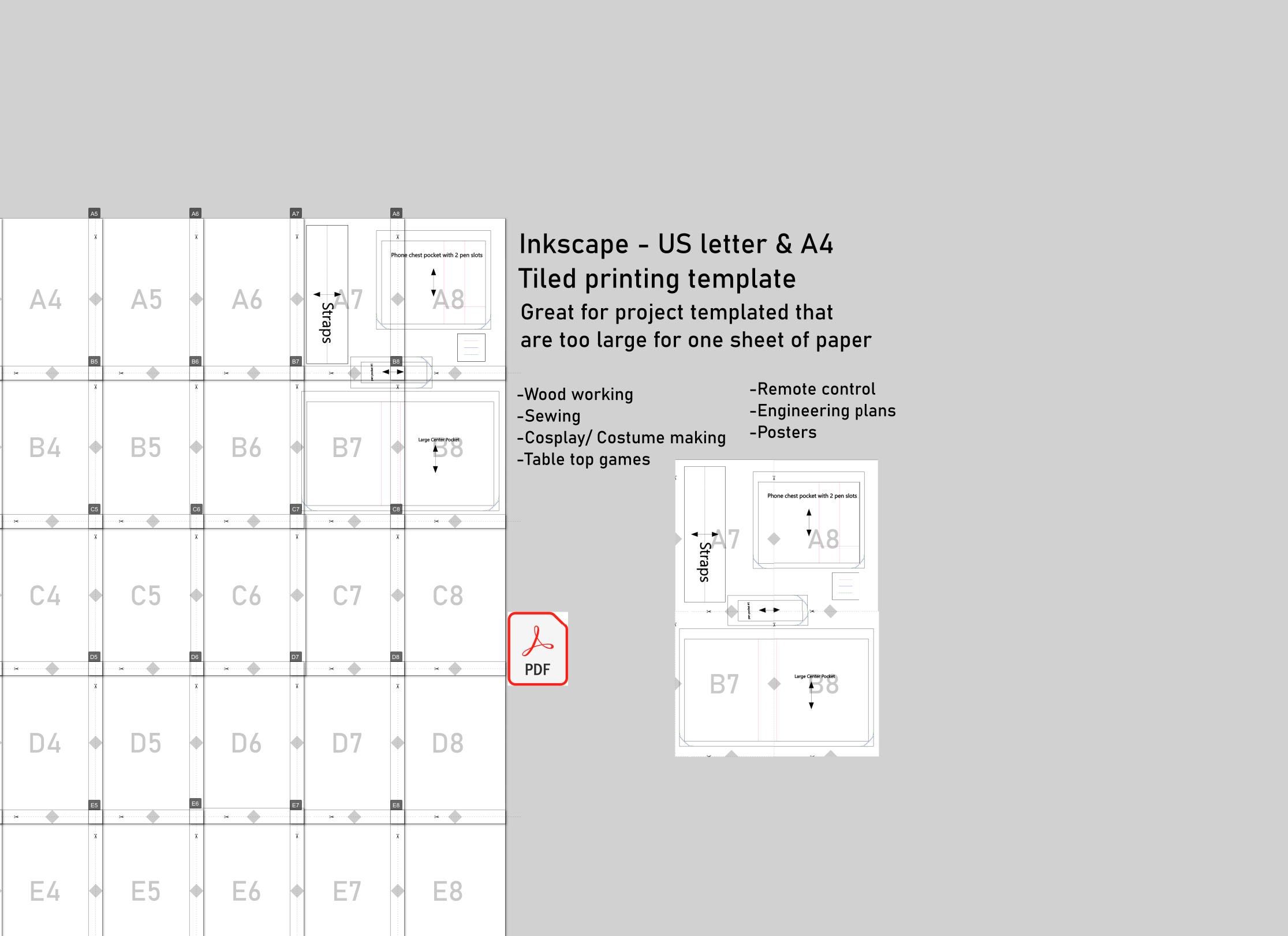 Inkscape Tiled Printing Template – US Letter A4 Pattern Plan Drafting ...