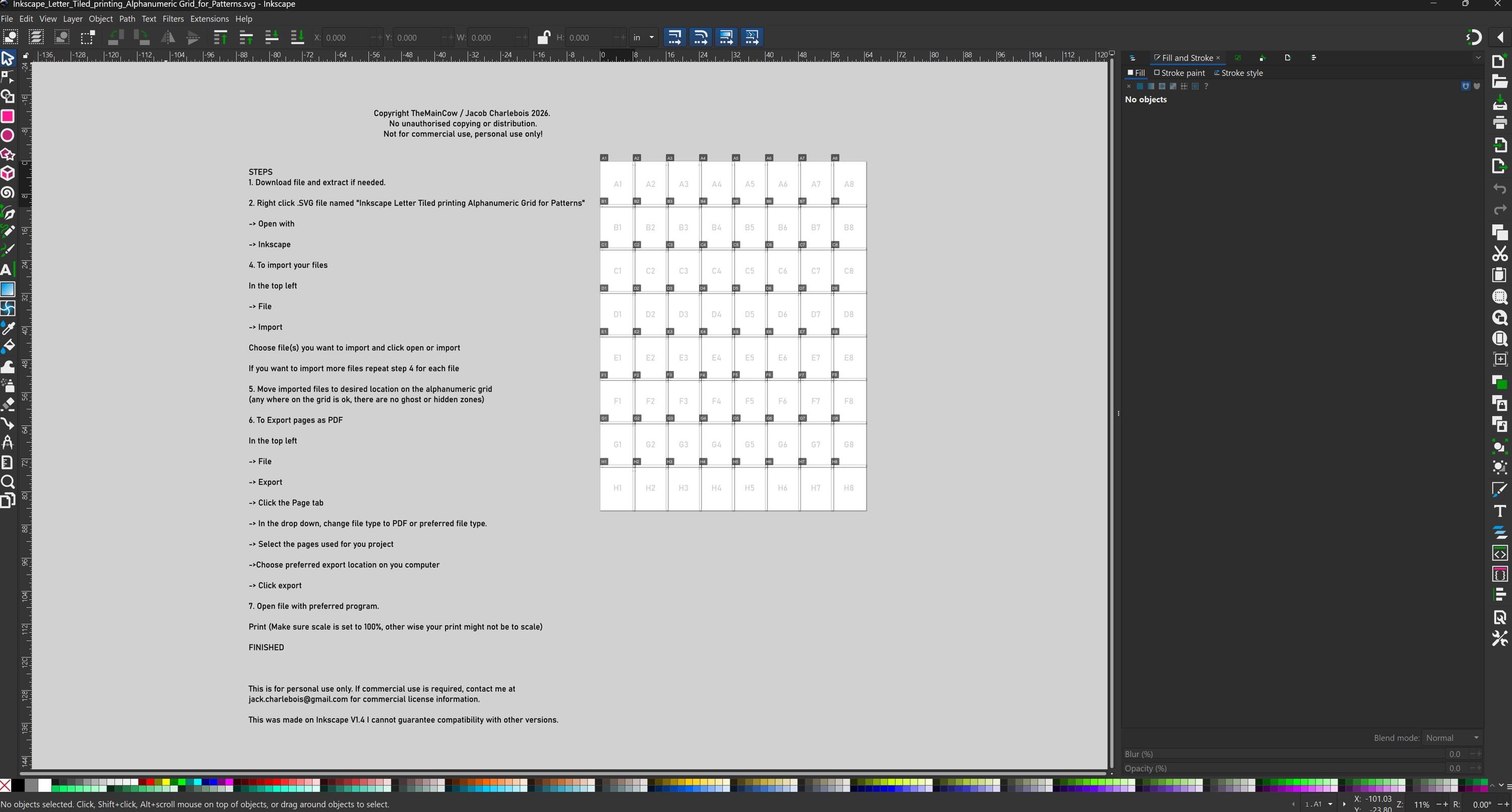 Inkscape Tiled Printing Template – US Letter A4 Pattern Plan Drafting ...
