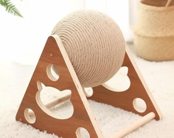 Cat Scratching Toy, Cat Scratching Ball & Wood Stand, Cat Scratching Ball, Cat Scratching Post, Pet Toy Furniture, Cat Accessories, Cat Toy