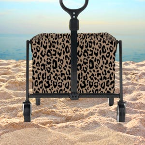 Leopard Print Collapsible Wagon.  Animal print Foldable cart. Wild animal fur print beach cart, Pet stroller,Laundry basket, Kid's Toy box