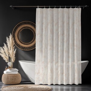 Cream Faux Fur Shower Curtain, Neutral Beige Bathroom Curtain, Soft Plush Fur Print Bath Curtain, Cozy Spa Bathroom Decor