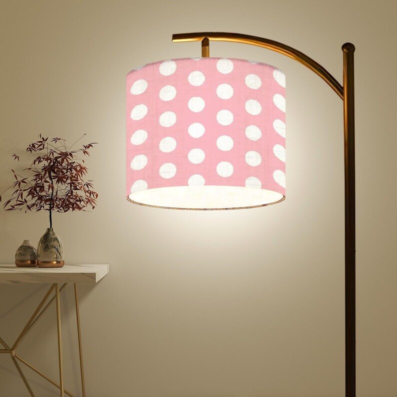 Pretty in Pink W/ White Polka Dots Lamp Shade. Linen Lamp Shade ...