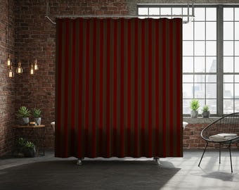 Burgundy & Brown Stripe Shower Curtain, Chocolate Striped Bath Curtain, Contemporary Bathtub Curtain. Neutral Decor for bathrooms.Extra Long