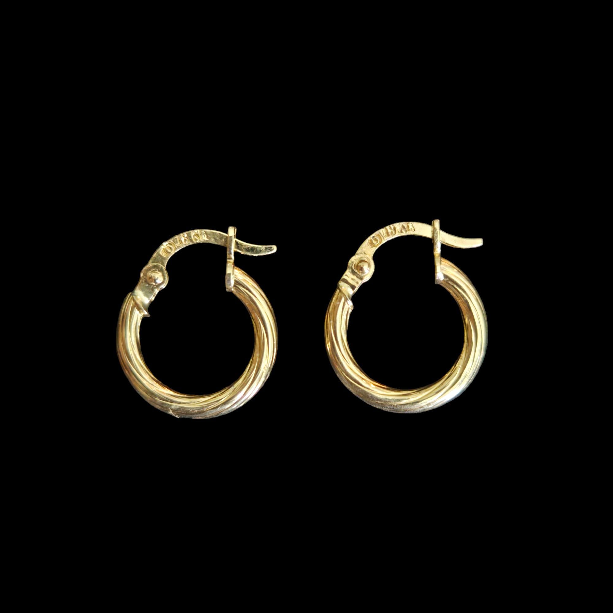 18K Yellow Gold Twisted Hoop Earrings Dainty Cm Hoops