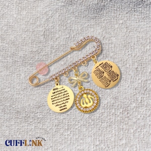 Ayatul Kursi Baby Pin Brooch Four Qul Suras Pin Mini Crystal Pin Baby Shower Gift