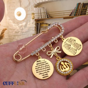 Ayatul Kursi Baby Pin Brooch Four Qul Suras Pin Mini Crystal Pin Baby Shower Gift