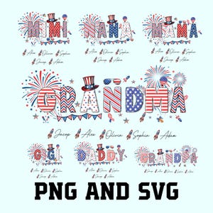 Abuela personalizada 4 de julio PNG, Nombre patriótico personalizado PNG, Abuela Gigi Nana Mimi PNG, Día de la Independencia PNG, Camiseta de mamá americana