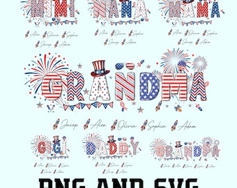 Gepersonaliseerde oma 4 juli png, aangepaste patriottische naam png, oma Gigi Nana Mimi png, Independence Day png, American Mama shirt