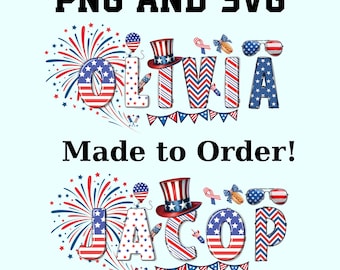 Gepersonaliseerde 4 juli-naam PNG, aangepaste naam PNG voor 4 juli, Fourth of July, Independence Day, directe digitale download, aangepaste naam