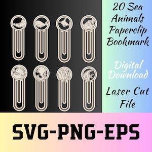 Sea Animal Bookmark Paper Cut SVG, Bookmark Svg, Animals Bookmark, Bookmark SVG Bundle, Paperclip Bookmark, Cute Bookmark Svg, Paper Cut DXF