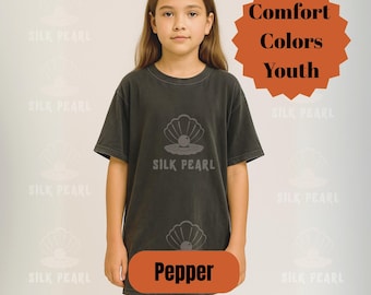 Comfort Colors Jugend Pepper Shirt Mockup, Comfort Colors Mockup, Jugend Pepper Mockup, Jugend 9018 Mockup, Dunkelgraues Kid Shirt Mockup