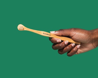Bamboo Tongue Scraper Brush with Miswak Bristles | Natural Bad Breath Solution, Halal, Plastic-Free Oral Hygiene