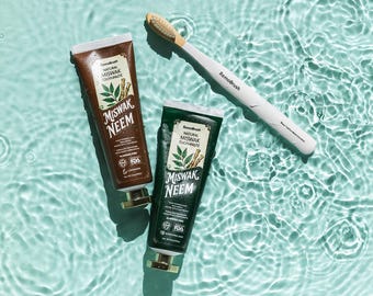 Miswak & Neem Herbal Toothpaste | Fluoride-Free, Halal, Vegan, Natural Whitening | Mint or Cardamom