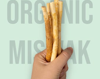 Organic Miswak Stick — Sunnah Toothbrush from the Arak Tree | Natural, Halal, Plastic-Free Oral Care | 1 Vacuum-Sealed Stick
