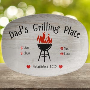 Personalized Dad&#39;s Grilling Plate, BBQ Grilling Personalized Plate for Father&#39;s Day, Birthday and New Daddy, Grill Master Dad, Gift for Pop