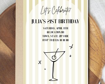 Birthday Invitation Downloadable Template, 21st Birthday Invite