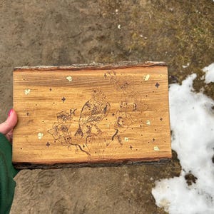 handmade wood burned raven art piece