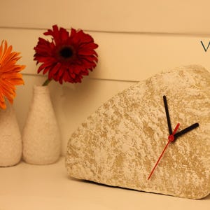Minimalist recycled minimalist clock,Stone look, modern table clock, Eco friendly decoraion for office desk, a unique gift