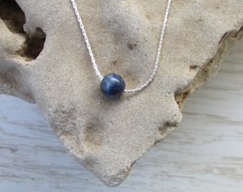 Collier de Lapis, Lapis lazuli, collier, collier de perles, collier minimaliste en argent Sterling avec gemme Lapis, petit collier de perles