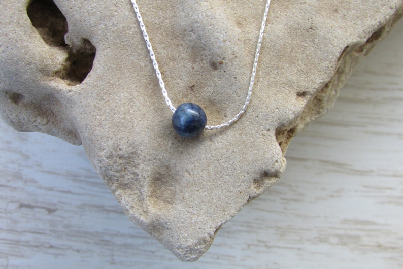 Lapis Necklace Beaded Necklace Lapis lazuli Necklace Sterling Silver Minimalist Necklace with Lapis Gemstone Tiny Bead Necklace