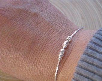 Thin Silver Bracelet - Dainty Bracelet, Simple Sterling Silver Bracelet, minimalist Bracelet, Sterling Silver Doughnut Bead Bracelet