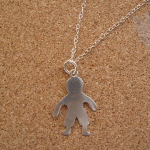 Silver Boy Charm Necklace, Simple Silver Necklace with Child Charm Pendant, Childrens Jewelry, Sterling Silver Necklace image 3