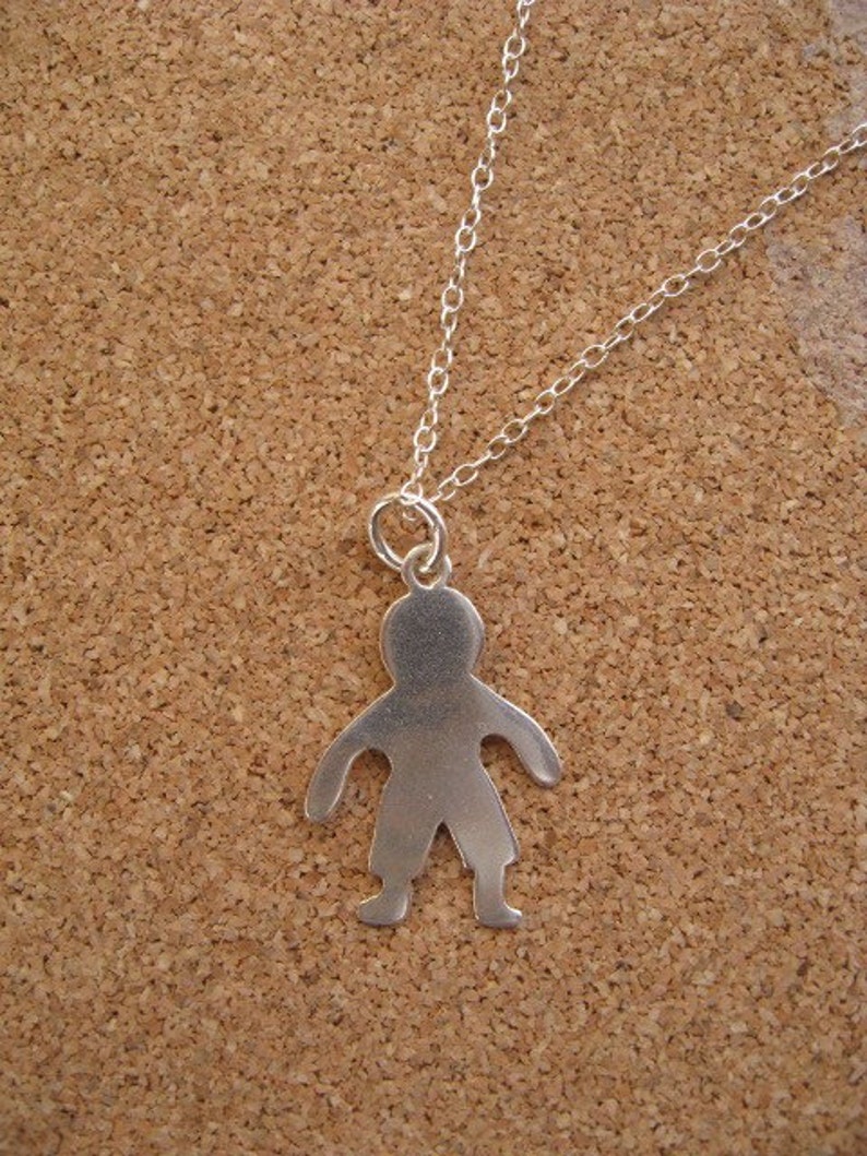 Silver Boy Charm Necklace, Simple Silver Necklace with Child Charm Pendant, Childrens Jewelry, Sterling Silver Necklace image 3