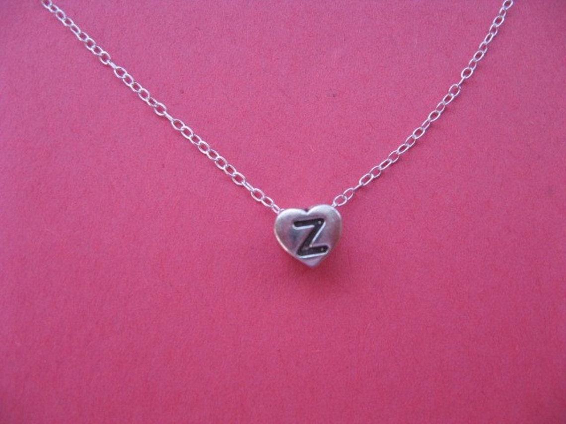 Initial Heart Necklace Letter Z Necklace Initial Z for Zara Etsy