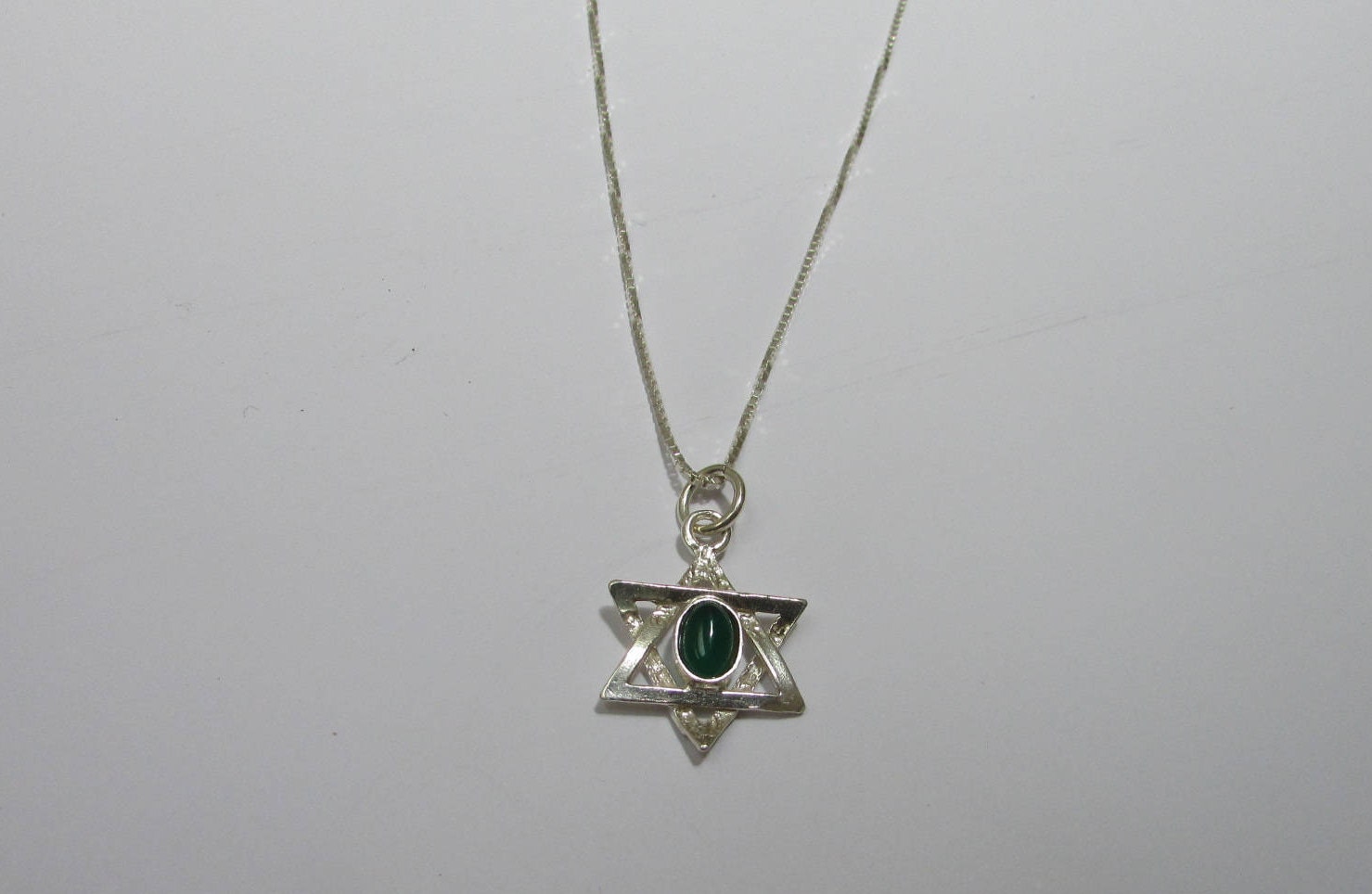 Dainty Estrella de David Collar De Plata Azul Ágata Piedras Preciosas encanto Joyería Judaica