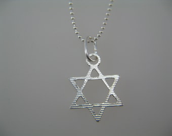 Sterling Silver Star of David, Star Pendant Necklace, Star of David Charm Necklace, Simple Star of David Necklace for Men or Women