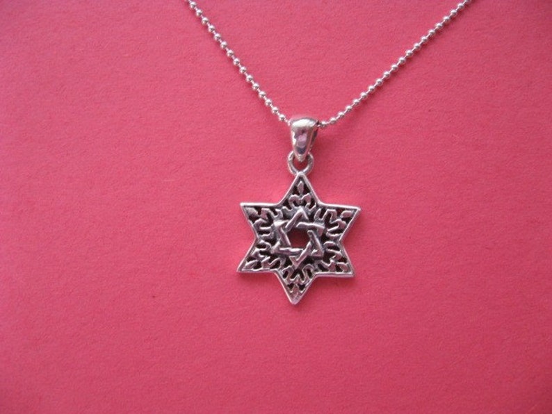 Collier étoile, étoile d'argent de David Necklace, Mens bijoux, collier étoile juive, Unisex collier King David Shield image 2