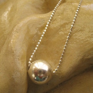 Sterling Silver 10mm Ball Bead Necklace Minimal Jewelry