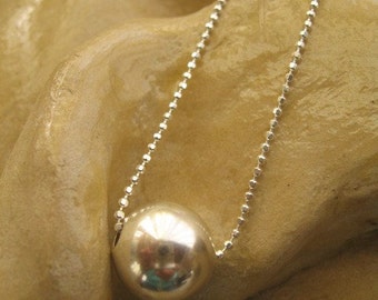 Sterling Silver 10mm Ball Bead Necklace Minimal Jewelry