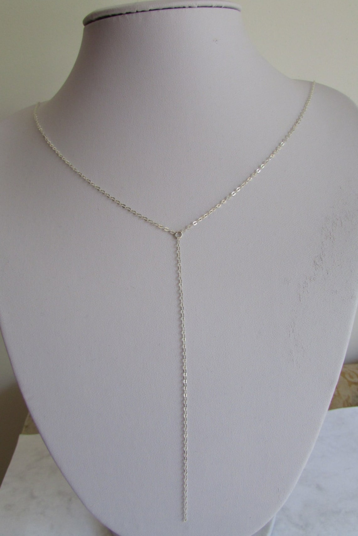 Y Necklace Silver Simple Delicate Y Drop Necklace Lariat Etsy