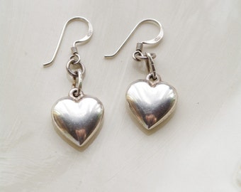 Simple Heart Earrings, Sterling Silver Heart Charm, Everyday Jewelry