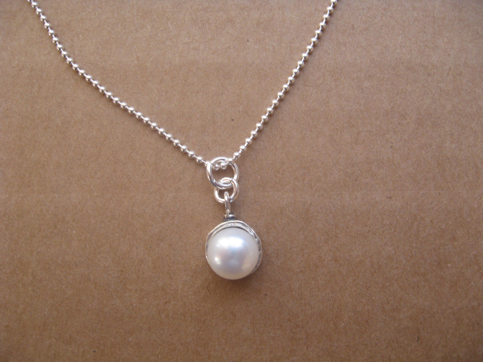 Single Pearl Necklace Floating Pearl Bead Necklace White Etsy