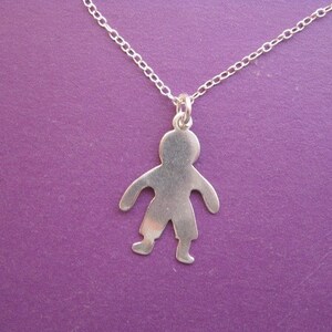 Silver Boy Charm Necklace, Simple Silver Necklace with Child Charm Pendant, Childrens Jewelry, Sterling Silver Necklace image 1