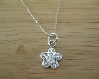 Silver Flower Necklace, Silver Charm Jewelry, Simple Charm Necklace, Dainty Flower Necklace, Little Flower Charm, Silver Necklace