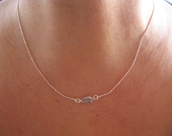 Elephant Necklace, Sterling Silver Elephant Charm, Simple Elephant Necklace, Lucky Elephant Necklace Sterling Silver Charm on Dainty Chain