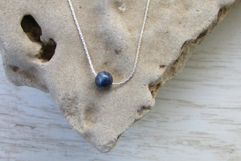 Lapis Necklace Beaded Necklace Lapis lazuli Necklace Sterling Silver Minimalist Necklace with Lapis Gemstone Tiny Bead Necklace