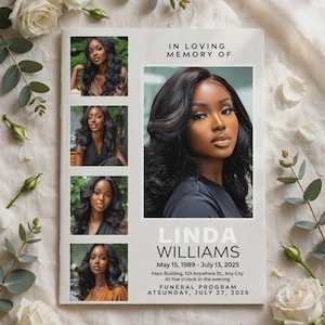 Linda Williams Funeral Program Template Bundle (Booklets (Large)), Funeral Program Bundle, Celebration of Life Memorial Stationery Set,