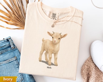 Funny Goat Meh Shirt, Western Farm Animal Tee, Watercolor Goat T-Shirt, Country Girl Gift, Cottagecore Goat Lover Shirt, Comfort Colors®