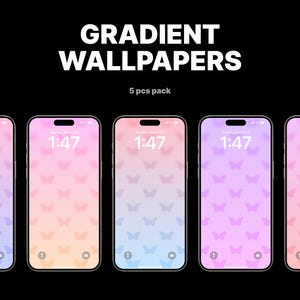 Butterfly Gradient iPhone Wallpaper Pack: 5 Pastel Backgrounds (Digital Download)
